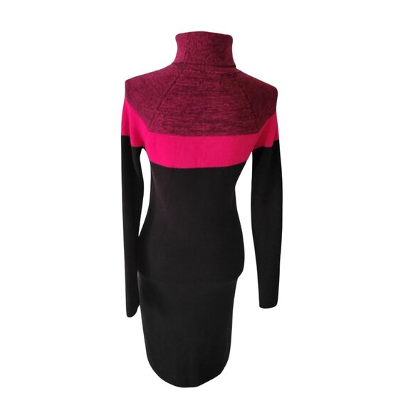 Calvin Klein Pink & Black Sweater Turtleneck Dress- S - Picture 3 of 7